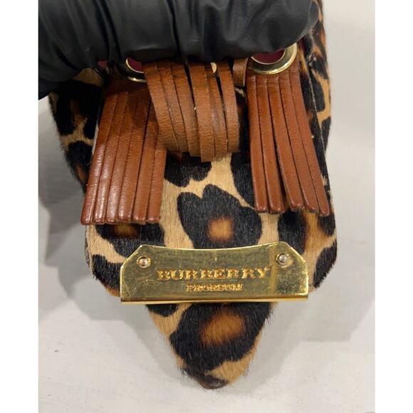 BURBERRY Animal Fur Gold/Leather Toe Tassel Accent EU 38/US 7.5-8 - Picture 4 of 11